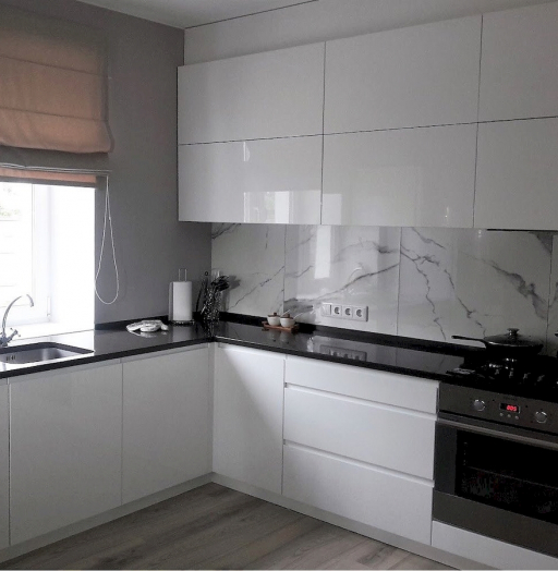 Белый кухонный гарнитур-Кухня МДФ в эмали «Модель 160»-фото5